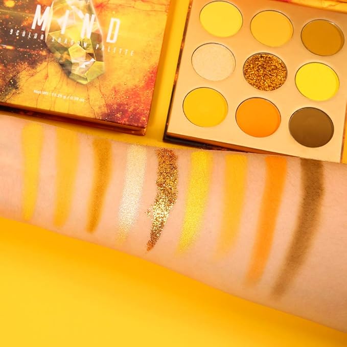 docolor Eyeshadow Palette 9Colors Yellow Eyeshadow Gemstone Shadow Palettes Highly Pigmented Mattes Shimmers Smokey Glitter Cream Colorful Powder Blendable Long Lasting Waterproof Makeup Palette