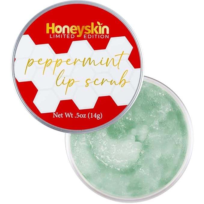 Lip Exfoliator Scrub and Lip Treatment - Gentle Lip Repair for Dry Cracked Lips and Lip Scrubs Exfoliator and Moisturizer - All Naturals Lip Brightening for Dark Lips (Peppermint)