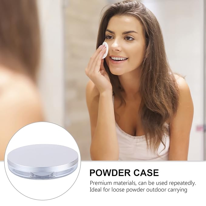 Artibetter Empty Reusable Powder Box 2pcs Loose Powder Containers with Elasticated Net Sifter, Mirror and Puff 5g Loose Powder Compact Case Air Cushion Case for DIY Makeup and Travel ( ) Travel Powder