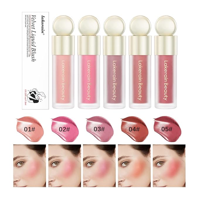 Soft Velvet Liquid Blush Face Makeup Matte Cream Blush for Cheek Weightless,Long-Lasting,Natural-Looking,Smudge Proof,Dewy Finish Skin Tint Blush Makeup(#05)