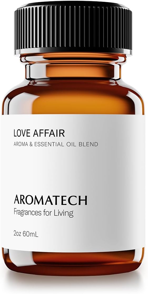 AromaTech Love Affair Aroma Essential Oil Blend: Luxury Hotel Inspired Aromatherapy with Jasmine, Saffron, Cedar & Amber for Ultrasonic Diffusers & Nebulizers - 2 fl oz, 60 mL