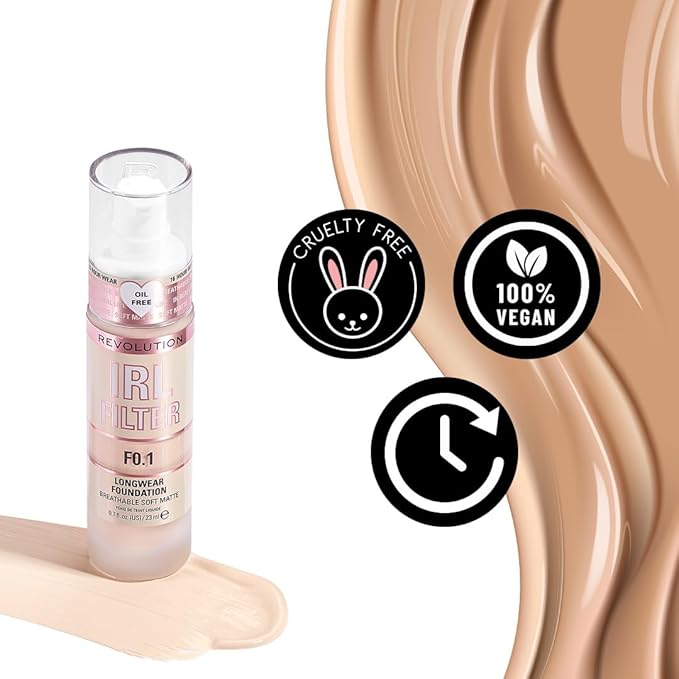 Revolution Beauty, IRL Filter Longwear Foundation, Soft & Breathable Formula, Medium to Full Coverage, Matte Finish, F5, 0.7 Fl. Oz