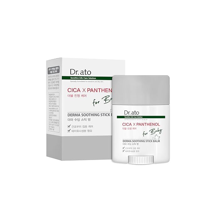 Dr. ato Healing Serum Stick for Dry Face Skin, Chapped Lips, Neck, Elbows, and Knees, Fragrance-Free, Derma Moisturizer Stick with Shea Butter (0.62 Oz)