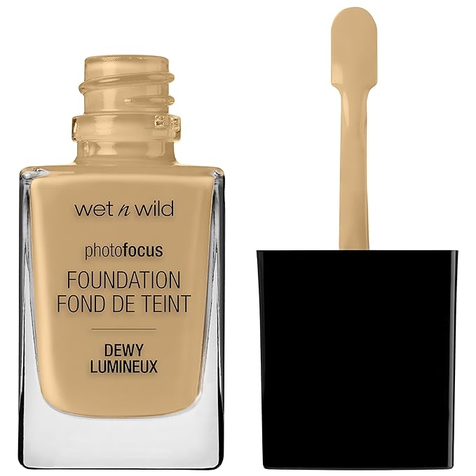 wet n wild Photo Focus Dewy Foundation Cream Beige & Buff Bisque Liquid Makeup Bundle