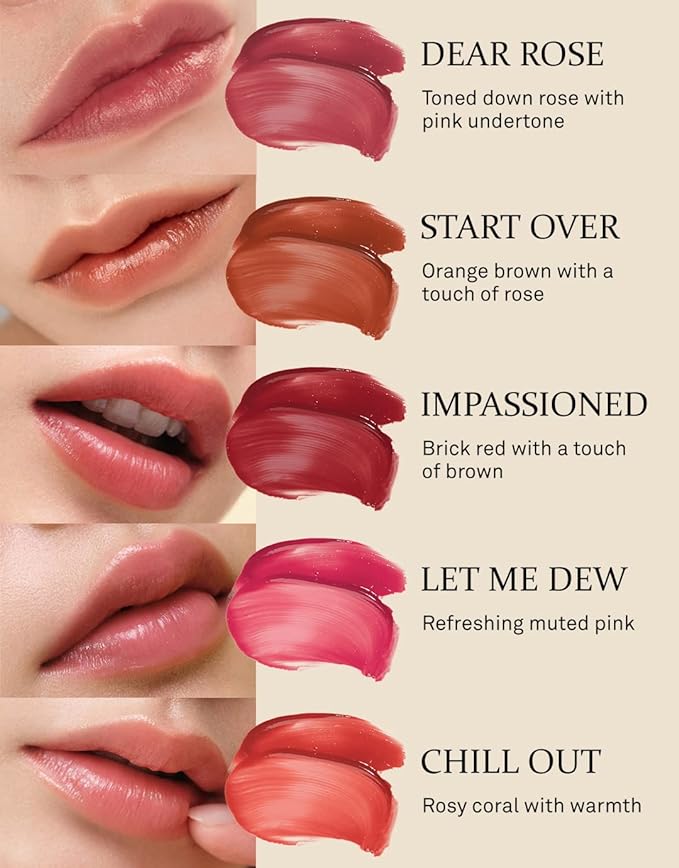 HINCE Mood Enhancer Lip Glow, Moisturizing Lip Balm with Shea Butter & Sweet Almond, Non-Sticky and Long-lasting Tinted Lip Tint with Buttery Balm Texture for Neutral Color 0.2oz. (1, START OVER, 04)