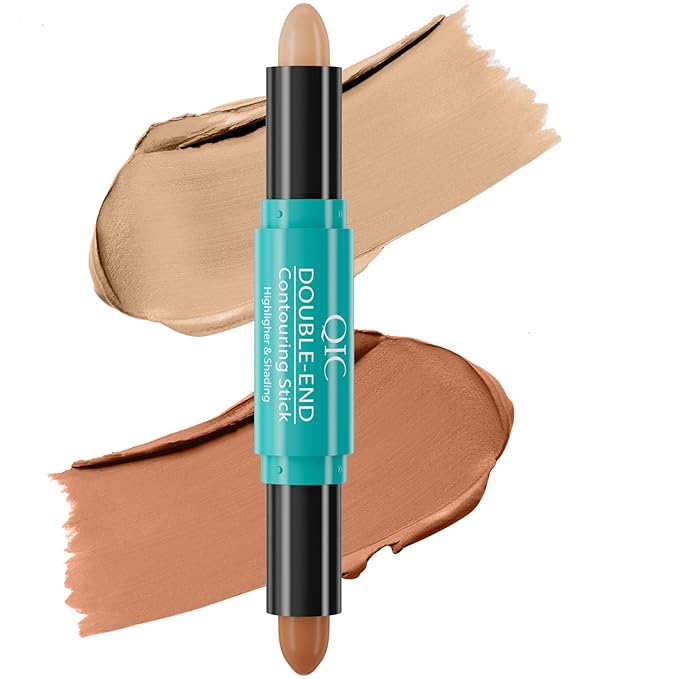 MEICOLY 2-in-1 Highlighter Contour Stick,Cool Toned Contour Stick,Makeup Highlighter Stick,Long Lasting Waterproof Bronzer Contour Pencil,Travel Cream Face Shaping Stick,03