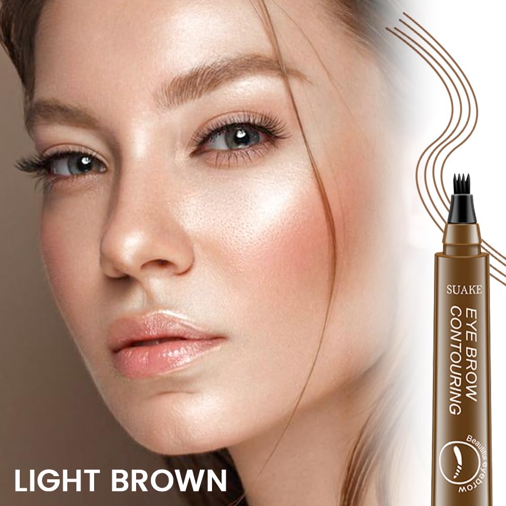 Eyebrow Ink Pencil by Brow Stylist -Micro 4 Point Brow Pen Lift & Snatch Eyebrow Pen Kits,Long-Lasting Waterproof Natural Eyebrow Hair (B-1Pc 02# Dark brown)