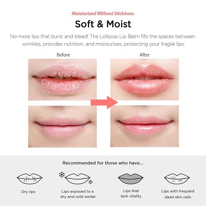 FASCY Lollipop Lip Balm Peach, Lip Balms & Moisturizers, Korean Lip Balm, Korean Lip, Korean Lip Products, Paraben Free, Moisturizing, 0.13 Oz, (Peach)