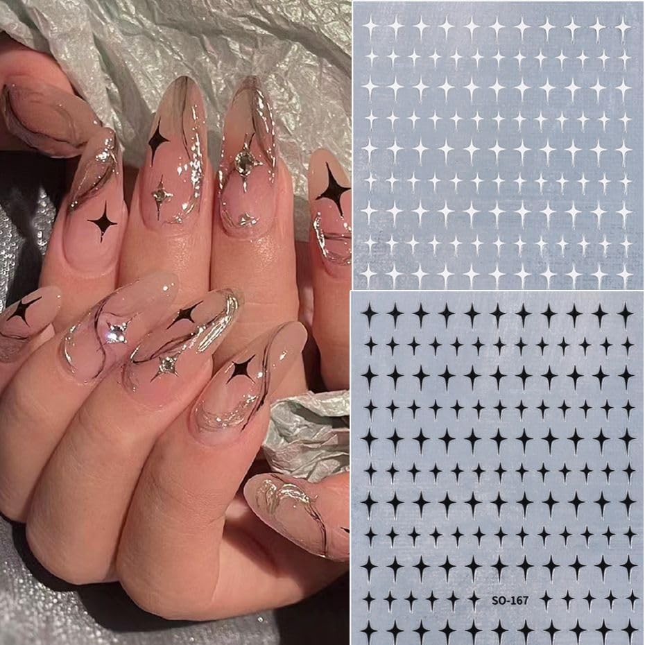 12 Sheets Star Nail Stickers Moon Letter Nail Art Stickers 3D Embossed Self Adhesive Nail Decals Rose Gold Silver Holographic Nails Design Nail Art Decals for Women Manicure DIY Decoration