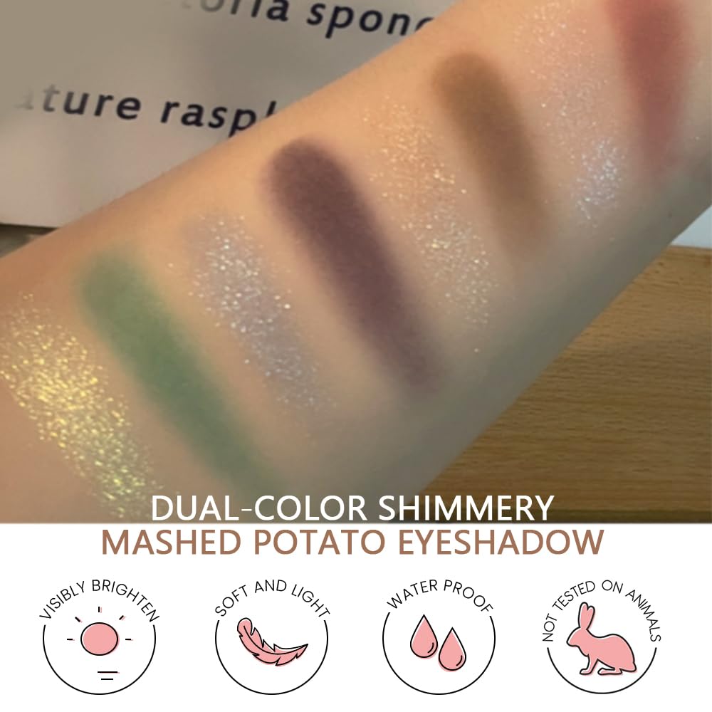 Mauve Champagne Two Color Matte Shimmer Glitter Eyeshadow Palette,Eye Shadow Powder Professional Long-Lasting Waterproof Makeup Palette,Easy-To-Apply and Compact for Travel,Vegan & Cruelty-Free