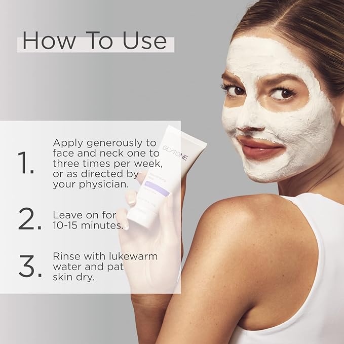 Glytone Rejuvenating Mask - 3% Pure Glycolic Acid, Lactic Acid, Vitamin C & Collagen - Purify & Exfoliate - For All Skin Types - Fragrance-Free - 3 fl. oz.