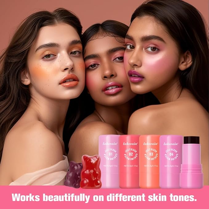 Multi-Use Cooling Water Jelly Blush/Lip Tint & Eye Shadow - Sheer Stain withBuildable Watercolor Finish - Long-Lasting Moisture - 1,000+ Swipes Per Stick - Jelly Texture for Lip & Cheek (Coral)