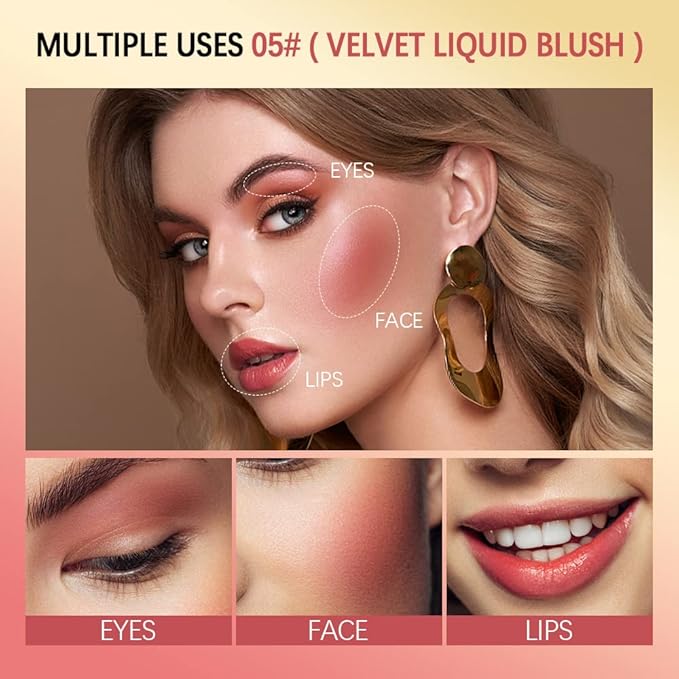 Liquid Blush,Soft Cream Face Blush, Dewy Cheek Tint, Long Lasting Natural Matte Finish Looking,Moisturizing Lightweight Blendable Feel (03 - HOPE)