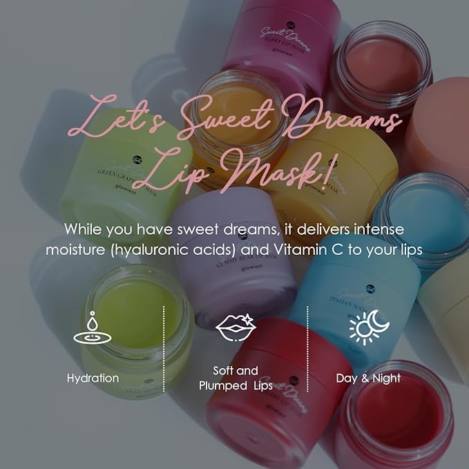 Sweet Dreams Lip Mask: Nourishing, Plumping and Hydrating lip balm | Ecofriendly Lip Sleeping Mask | Hyaluronic Acids + Vitamin C + Shea Butter + Antioxidants | Vanilla - 0.7 oz.