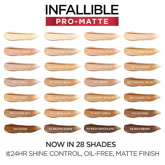 L'Oreal Paris Cosmetics Makeup Infallible Pro-Matte Liquid Longwear Foundation, Créme Café, 1 fl oz.