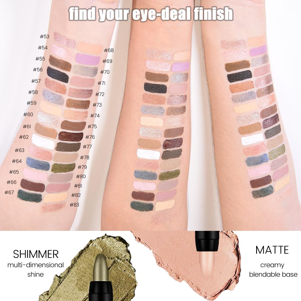 evpct 8Pcs Cream Eyeshadow Stick Set for Women, Metallic Mauve Light Pink Nude Brown Copper Beige Silver Gold Rose Shimmer, Silky Matte Shimmer Eyeshadow Applicator Sticks Eye Makeup sombras para ojos