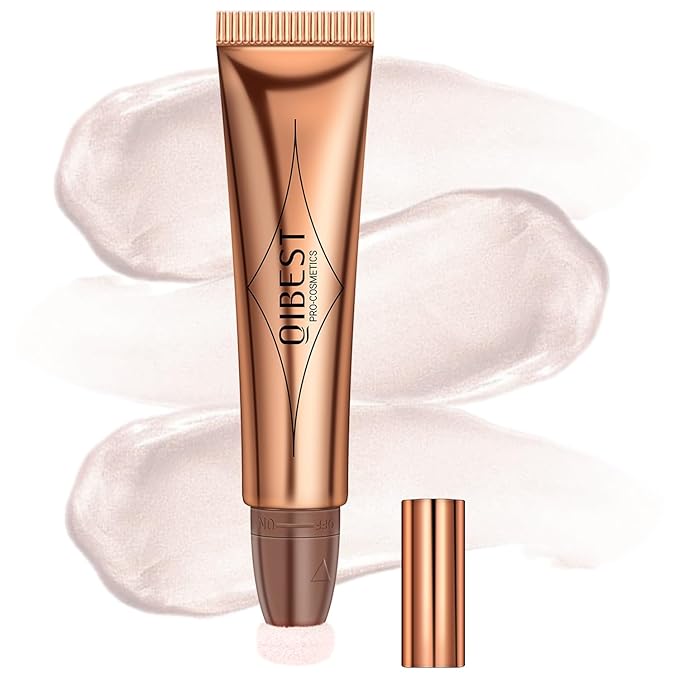Mysense Liquid Highlighter Beauty Wand,Highlight Bronzer Stick with Sponge Tip,Silky Cream Glowing Face Highlighter Shimmer Finish,Lightweight Face Illuminator Makeup,#04 Highlighter-Pearl White