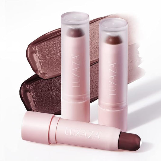 2PCS Tinted Lip Balm, Natural Semi-Gloss Finish, Hydrating Coloring 2 in 1 Lip Stick for Girls & Women 01&03