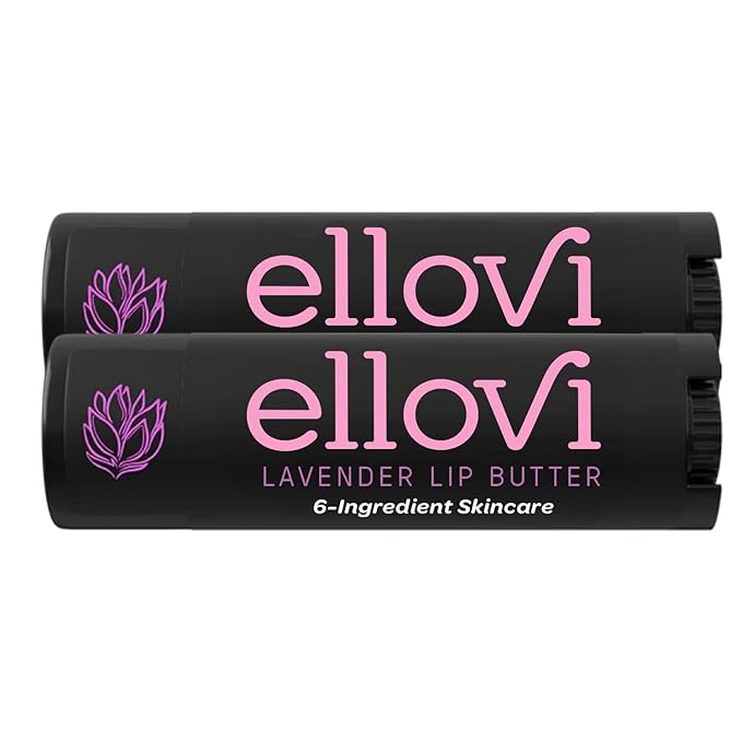 Natural Lip Butter Lip Balm - Lavender - Pure Enough to Eat - Made With Just 6 Vegan Ingredients - 100% Natural & Organic Moisturizing Lip Care for All Day Hydration (2-Pack)