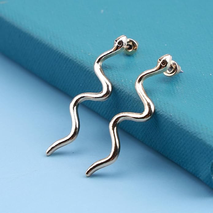 Vintage Snake Dangle Earrings Punk Snake Drop Earrings Gold Snake Stud Earrings Boho Serpent Earrings Jewelry for Women (Gold)