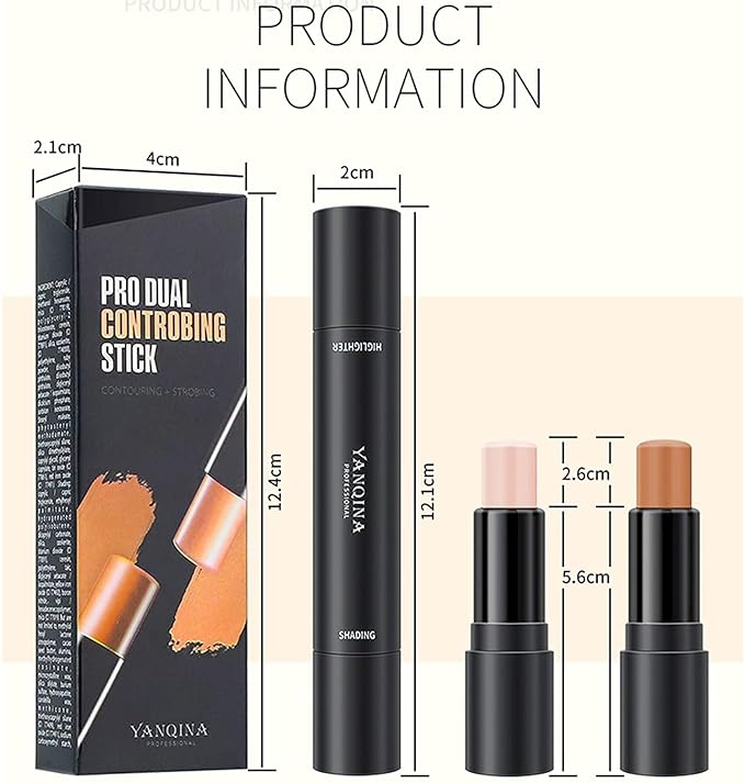 Double-End Contour Highlighter Stick Contour Stick, Face Highlighter, Contour Makeup Contouring Sticks Cream Concealer (5)