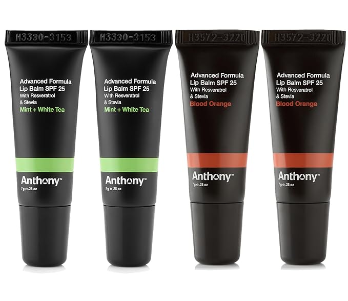 Anthony 25 SPF Lip Balm with Sunscreen for Lips – Contains Green Tea Extract, Shea Butter & Vitamin E – Moisturizing Repair Care Treatment for Chapped & Dry Lips 4-Pack