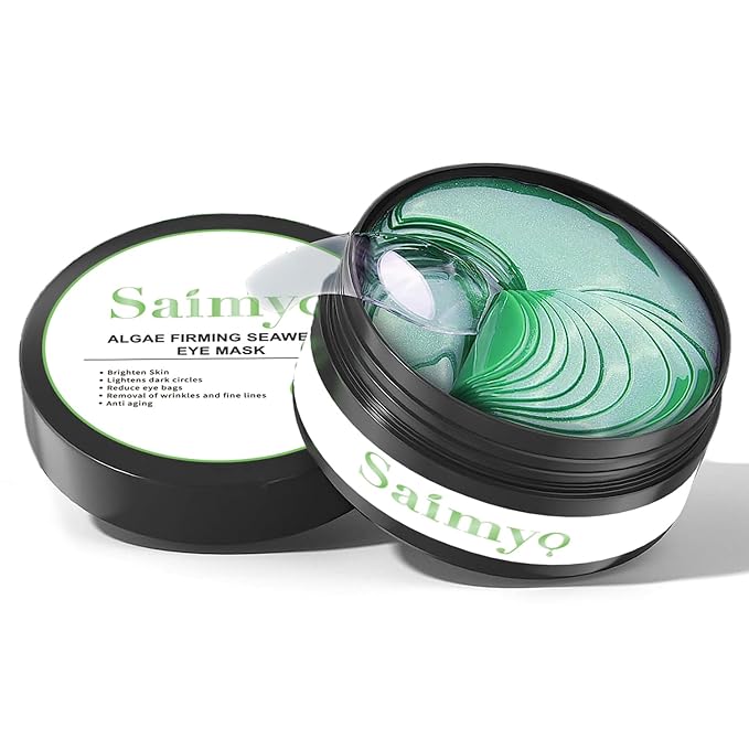 Green Seaweed Eye Mask– 60 Pcs - Gold Under Eye Mask Retinol & Collagen - Puffy Eyes and Dark Circles Treatments – Look Younger and Reduce Wrinkles and Fine Lines Undereye, Improve and Firm eye