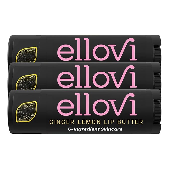 Natural Lip Butter Lip Balm - Ginger Lemon - Pure Enough to Eat - Made With Just 6 Vegan Ingredients - 100% Natural & Organic Moisturizing Lip Care for All Day Hydration (3-Pack)