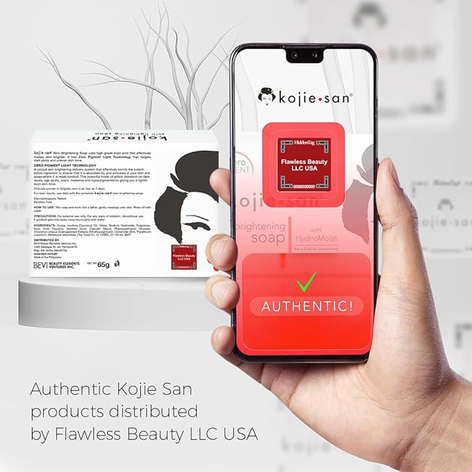 Kojie San Face & Body Shower Set - The Original Kojic Acid Soap, Dark Spot Remover Bar Soap with Coconut & Tea Tree Oil – 65g x 8 Bars with Leafa Soap Net, Brush and Soap Dish