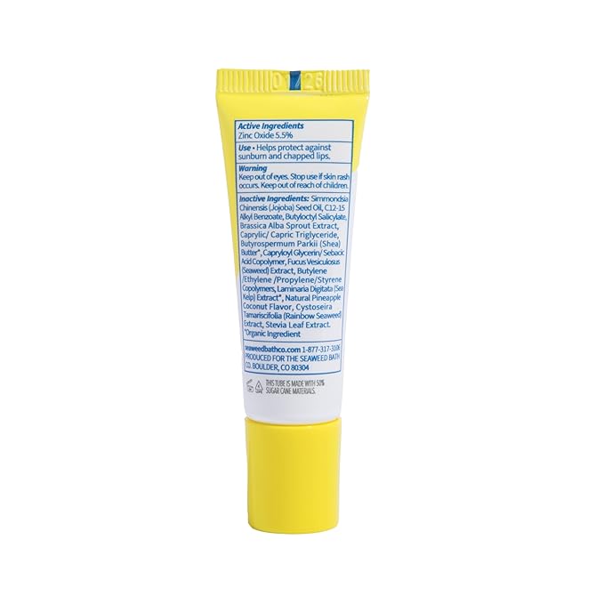 Seaweed Bath Co. Hydrating Clear Mineral Lip Shine SPF 20 Sunscreen Zinc Oxide Lip Balm, 0.28 Oz (6 Pack), Moisturizing Care for Dry, Chapped Lips