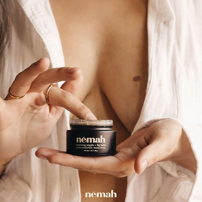 Nemah - Organic Nipple Butter, Nipple Cream for dry cracked nipples, Nourishing Nipple Balm for Breastfeeding, Non-Greasy Vegan Lip Balm with Calendula, Jojoba Oil, and Other Botanical Extracts, 30 g