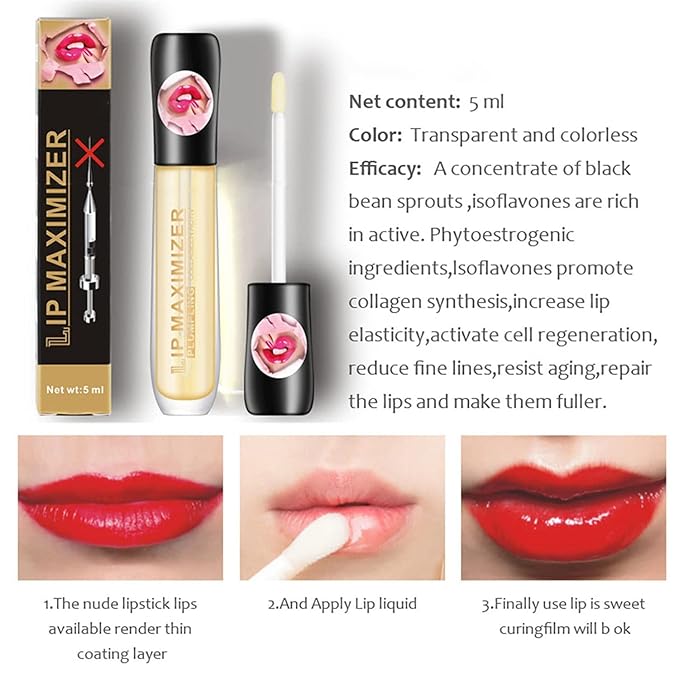 Vitamin E Lip Plumping Serum, Lip Hyaluronic Lip Plumper, Lip Plumping Serum Instant Lip Balm for Moisturize, Eliminate Dryness Wrinkles Enhances Plump Gloss (3PC)