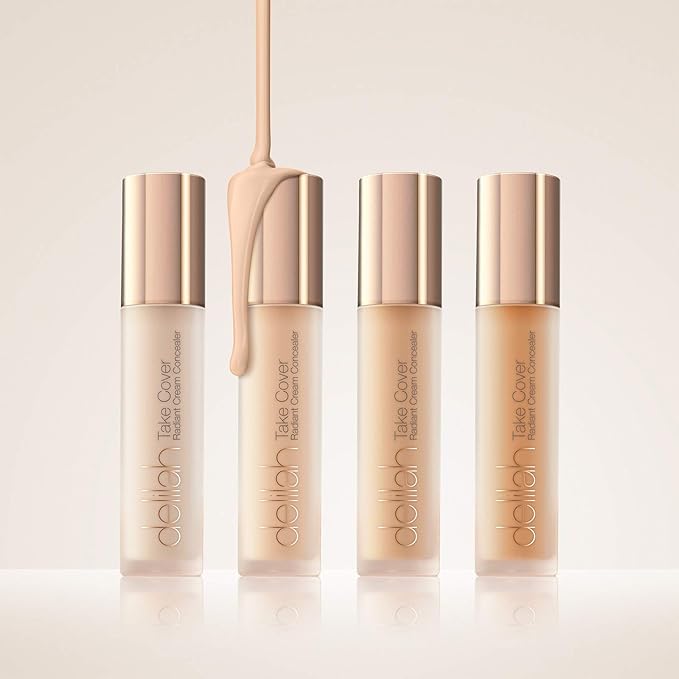 delilah - Take Cover Radiant Cream Concealer - Chashmere - Blendable, Hydrating, Long-Lasting, Light Reflecting, Imperfections Corrector - Enriched with Vitamin E - Medium to Full Coverage - 0.12 Oz