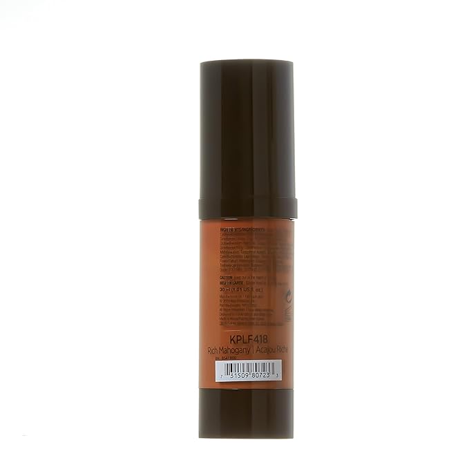 Kiss New York Professional Liquid Foundation - Lightweight and Hydrating Formula, Natural Finish, Control Shine, Cover Pores, Medium to Full Coverage, Green Tea Extract (Rich Mahogany)
