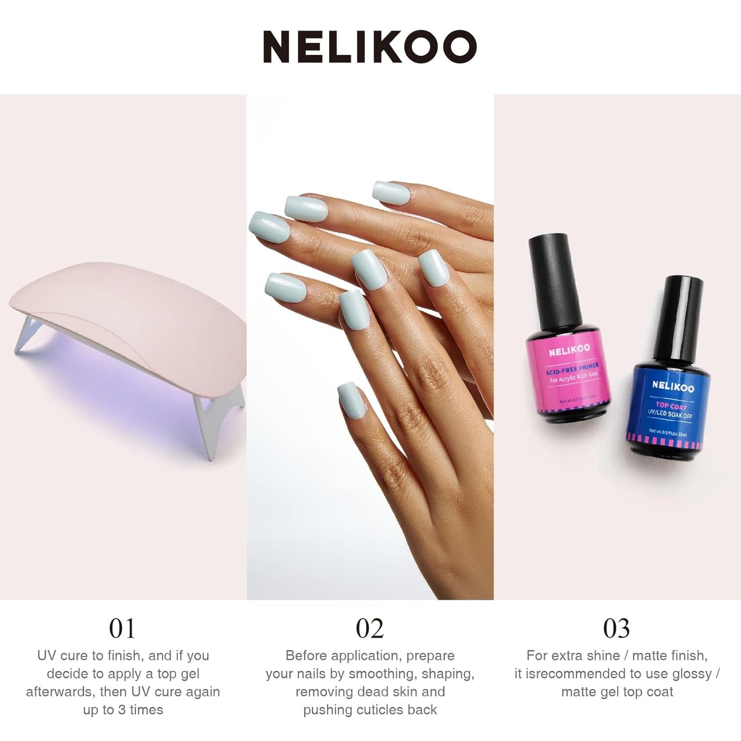Semi Cured Gel Nail Strips, 20 PCS Gel Nail Stickers Work with UV Light, Gel Nail Wraps, Salon Quality & Easy to Use - Shineway