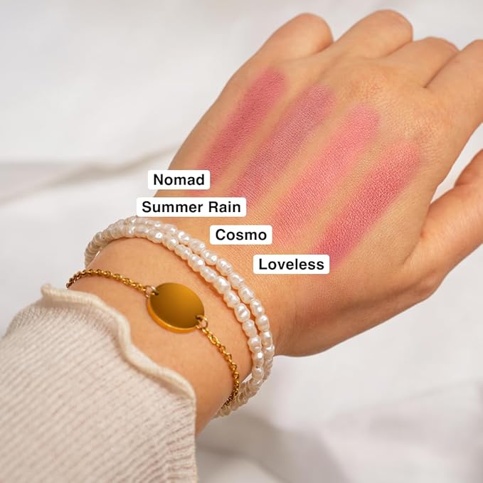 Makeup Powder Blusher - "Nomad" - 4g / 0.141 oz - Full Coverage, Natural Blush - Soft, Buildable Pink, Coral, Peach & Golden Hues - Matte & Shimmering Shades Gives Cheeks a Radiant Glow