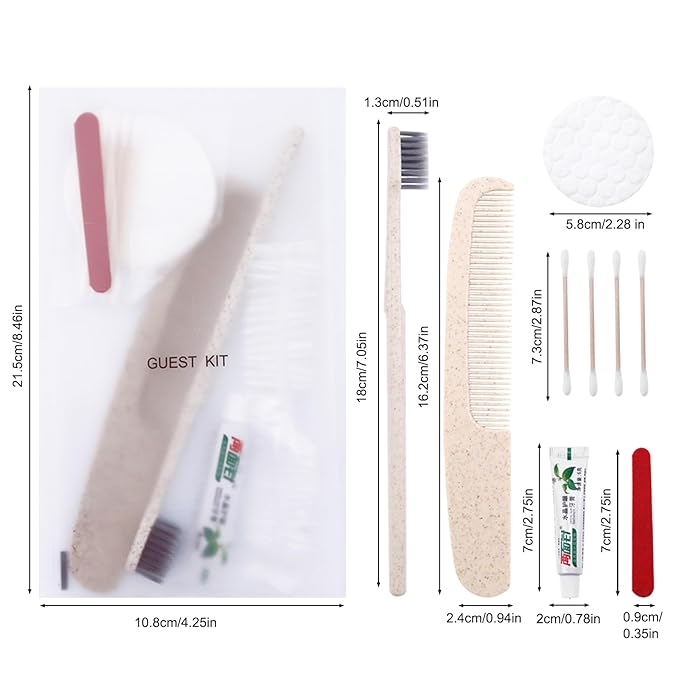 Hygiene Kit, Hygiene Kit Bulk, Travel Hygiene Kit With Toothbrush, Toothpaste, Care Package, Comb, Shower Cap, Individually Packed, Suitable For Hotel, Home, Camping, Travel (100-PACK)