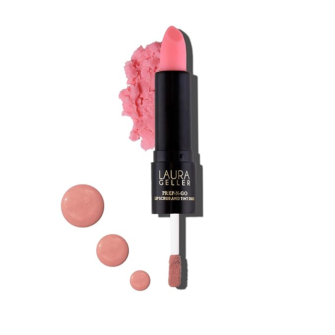 LAURA GELLER NEW YORK Prep-n-Go 2-in-1 Lip Scrub and Lip Oil Tint, Lip Hydrating Oil and Exfoliator, Finish Line