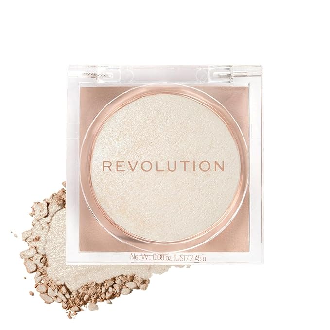 Makeup Revolution Beam Bright Highlighter, All Over Face Glow, Powder To Liquid Formula, 5 Different Shades, Diamond Glow
