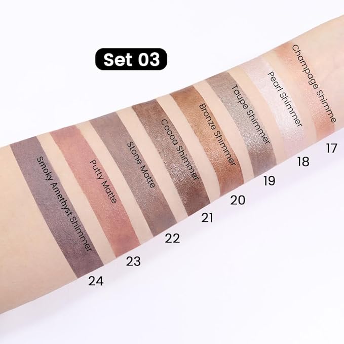 Kaely 8Pcs Cream Eyeshadow Stick Set, Champagne Pearl Taupe Bronze Cocoa Stone Putty Smoky Amethyst, Matte Shimmer Eyeliner Pencil Eye Shadow Sticks Palette Makeup for Older Women, Cruelty-Free 03