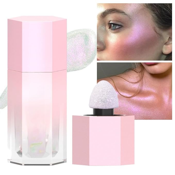 evpct Mermaid Pink Highlighter Makeup Liquid Blue Purple Green Glitter Iridescent Face Festival Highlighter Makeup Waterproof Long Lasting Halographic Shimmer Body Highlighter makeup Palette Stick
