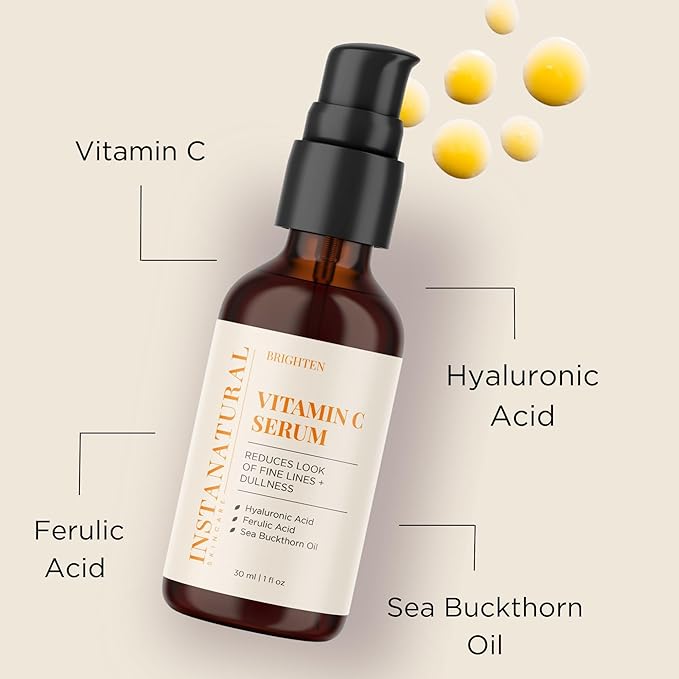 InstaNatural Skin Care Set, Vitamin C Face Wash, Toner, Serum and Moisturizer , Hydrating, Anti Aging and Brightening