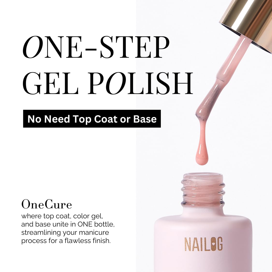 NAILOG One Step Dark Red Gel Nail Polish 12ml Top Coat Color Gel Base 3-In-1 Formula Soak Off UV Gel Polish for Home DIY & Gifting | Deep Plum Red