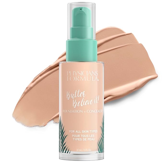 Physicians Formula Butter Believe It! Foundation + Concealer Light | Dermatologist Tested, Clinicially Tested