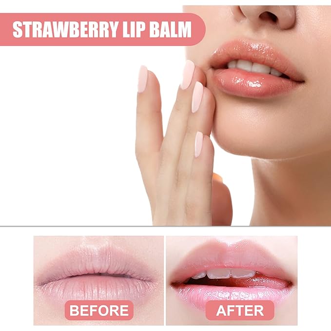 Honey Lip Balm Pot, Propolis Lip Mask, Strawberry Hydrating Propolis Lip Sleeping Mask, Prevent Dry&Cracked, Lip Repair Nourishes the Lip Skin (2pcs Strawberry)