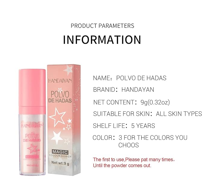 AKARY Shimmer Highlighter Powder, Fairy Polvo De Hadas Highlighter Powder & Blush Stick, Instant Glow Luminizer Duo, Glitter Body Face Hair High Gloss Stick, Sparkle Smudge-Proof Highlighter Stick Party Makeup (#03 Golden Brown)