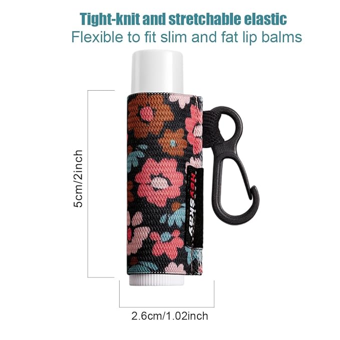 3PCS Lip Balm Holder Sleeves Keychain Chapstick Holder Keychain Lip Gloss Holder Chapstick Elastic Sleeves(Light Blue/Grey/Pink)
