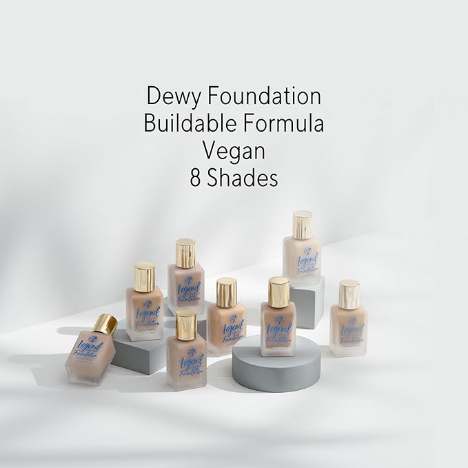 W7 Legend Foundation - Creamy Liquid Foundation for Poreless, Semi-Matte Medium Coverage - 28ml (Buff)