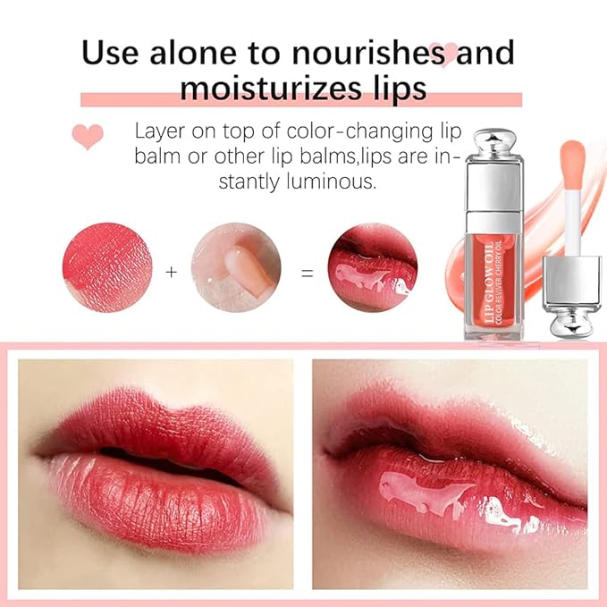 Fruit Flavored No-Sticky Lip Gloss Balm for Dry Lips - Hydrating and Nourishing Cherry Lip Oil (0.2 OZ)