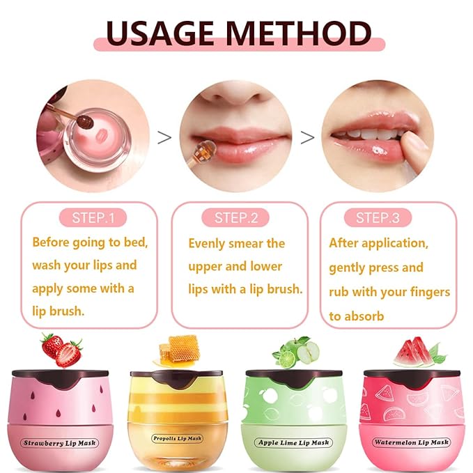 Honey Lip Balm, Vitamin E Nourishing Moisturizing Sleeping Lip Mask Hydrating & Prevention Dry And Cracked Lip (Honey)